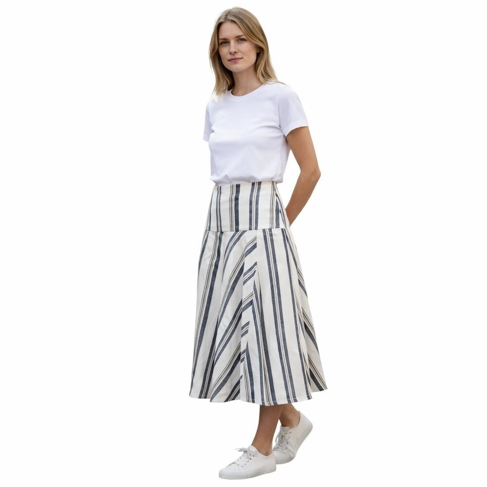GAP Vintage 90’s Linen Lagenlook Midi Flare Skirt